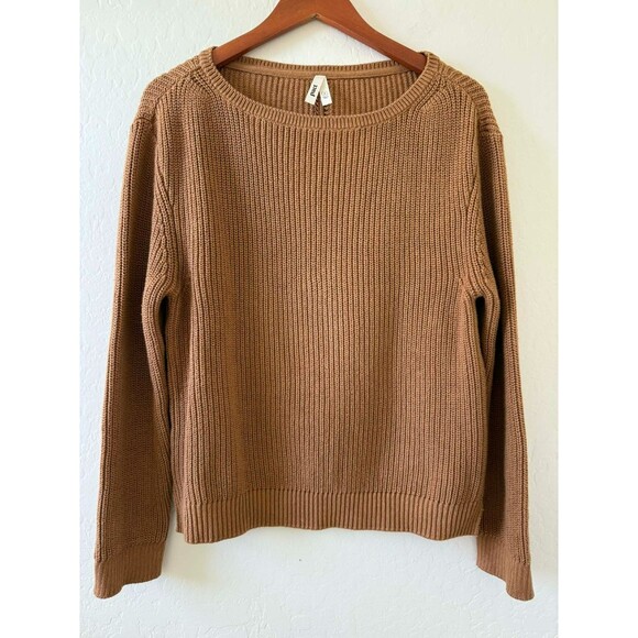 Pact 100% Organic Cotton Women’s Ribbed Fisherman Caramel Brown Sweater Size M - Picture 1 of 6